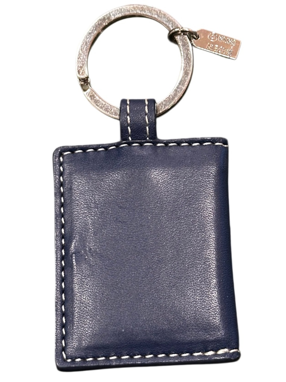 Coach Navy Leather 'Passport' Keychain with Gold Hardware - Picture 5 of 13